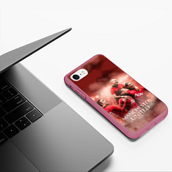 Чехол iPhone 7/8 матовый Manchester United, цвет: 3D-малиновый — фото 2