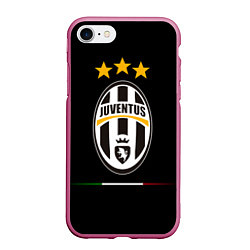 Чехол iPhone 7/8 матовый Juventus: 3 stars, цвет: 3D-малиновый