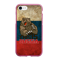 Чехол iPhone 7/8 матовый This is Russia, цвет: 3D-малиновый