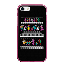 Чехол iPhone 7/8 матовый Новогодний свитер Злодеи, цвет: 3D-малиновый