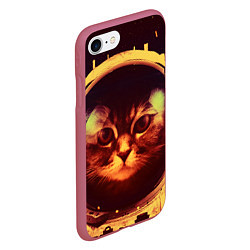 Чехол iPhone 7/8 матовый Кот космонавт, цвет: 3D-малиновый — фото 2