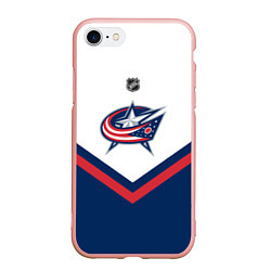 Чехол iPhone 7/8 матовый NHL: Columbus Blue Jackets, цвет: 3D-светло-розовый