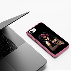 Чехол iPhone 7/8 матовый Девушка, цвет: 3D-малиновый — фото 2