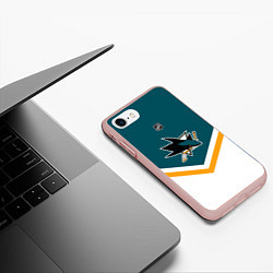 Чехол iPhone 7/8 матовый NHL: San Jose Sharks, цвет: 3D-светло-розовый — фото 2