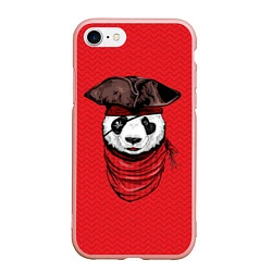 Чехол iPhone 7/8 матовый Панда пират, цвет: 3D-светло-розовый