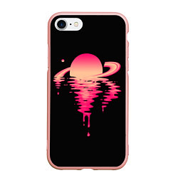 Чехол iPhone 7/8 матовый Отражение Сатурна, цвет: 3D-светло-розовый