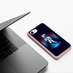 Чехол iPhone 7/8 матовый Космический скейтбордист, цвет: 3D-светло-розовый — фото 2