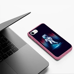 Чехол iPhone 7/8 матовый Космический скейтбордист, цвет: 3D-малиновый — фото 2