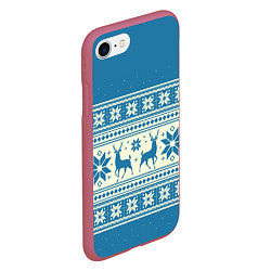Чехол iPhone 7/8 матовый Новогодний свитер, цвет: 3D-малиновый — фото 2