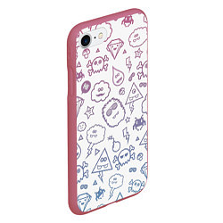 Чехол iPhone 7/8 матовый Монстрики, цвет: 3D-малиновый — фото 2