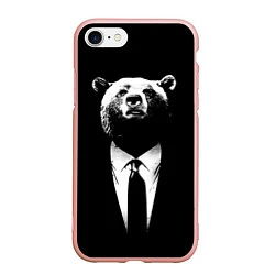 Чехол iPhone 7/8 матовый Медведь бизнесмен