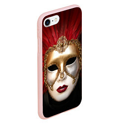 Чехол iPhone 7/8 матовый Венецианская маска, цвет: 3D-светло-розовый — фото 2