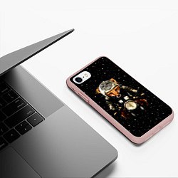Чехол iPhone 7/8 матовый Лис байкер, цвет: 3D-светло-розовый — фото 2