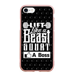 Чехол iPhone 7/8 матовый Lift Like A Beast Squat, цвет: 3D-светло-розовый