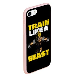 Чехол iPhone 7/8 матовый Train Like a Beast, цвет: 3D-светло-розовый — фото 2