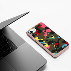 Чехол iPhone 7/8 матовый Цветной камуфляж, цвет: 3D-светло-розовый — фото 2