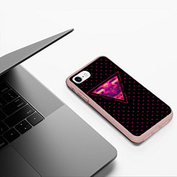 Чехол iPhone 7/8 матовый Треугольная геометрия, цвет: 3D-светло-розовый — фото 2