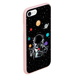 Чехол iPhone 7/8 матовый Космический жонглер, цвет: 3D-светло-розовый — фото 2