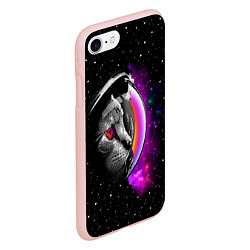 Чехол iPhone 7/8 матовый Космический кот, цвет: 3D-светло-розовый — фото 2