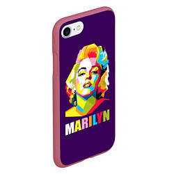 Чехол iPhone 7/8 матовый Marilyn Monroe, цвет: 3D-малиновый — фото 2
