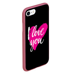 Чехол iPhone 7/8 матовый Valentines Day, I Iove you, цвет: 3D-малиновый — фото 2