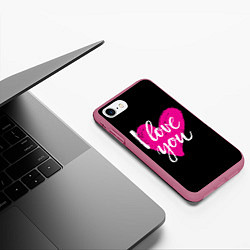Чехол iPhone 7/8 матовый Valentines Day, I Iove you, цвет: 3D-малиновый — фото 2