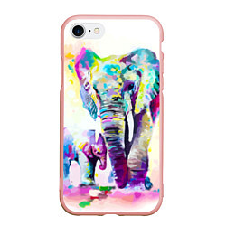 Чехол iPhone 7/8 матовый Акварельные слоны