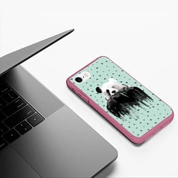 Чехол iPhone 7/8 матовый Панда-художник, цвет: 3D-малиновый — фото 2