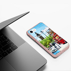 Чехол iPhone 7/8 матовый Улицы Лондона -Big Ben, цвет: 3D-светло-розовый — фото 2