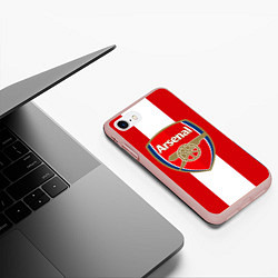 Чехол iPhone 7/8 матовый Arsenal FC: Red line, цвет: 3D-светло-розовый — фото 2