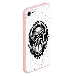 Чехол iPhone 7/8 матовый Рык гориллы, цвет: 3D-светло-розовый — фото 2