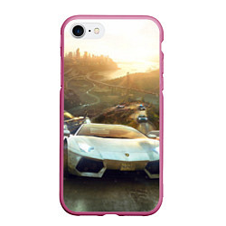 Чехол iPhone 7/8 матовый Гонка, цвет: 3D-малиновый