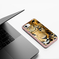 Чехол iPhone 7/8 матовый Улыбка леопарда, цвет: 3D-светло-розовый — фото 2