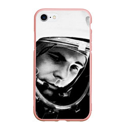 Чехол iPhone 7/8 матовый Гагарин космонавт, цвет: 3D-светло-розовый