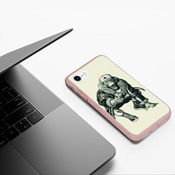 Чехол iPhone 7/8 матовый Обезьяна с пистолетом, цвет: 3D-светло-розовый — фото 2