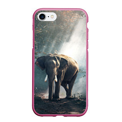 Чехол iPhone 7/8 матовый Слон в лесу, цвет: 3D-малиновый