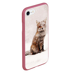 Чехол iPhone 7/8 матовый Снежная лисица, цвет: 3D-малиновый — фото 2