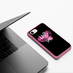Чехол iPhone 7/8 матовый Hello Love!, цвет: 3D-малиновый — фото 2