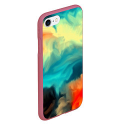 Чехол iPhone 7/8 матовый Разноцветная акварель, цвет: 3D-малиновый — фото 2