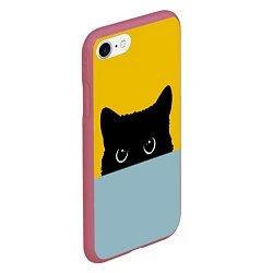 Чехол iPhone 7/8 матовый Черная кошка, цвет: 3D-малиновый — фото 2