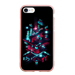 Чехол iPhone 7/8 матовый Mr Robot City, цвет: 3D-светло-розовый