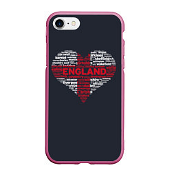 Чехол iPhone 7/8 матовый Сердце, цвет: 3D-малиновый