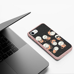 Чехол iPhone 7/8 матовый Космические котики, цвет: 3D-светло-розовый — фото 2