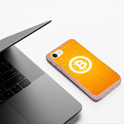 Чехол iPhone 7/8 матовый Bitcoin Orange, цвет: 3D-светло-розовый — фото 2