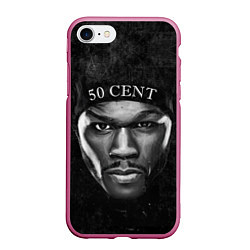 Чехол iPhone 7/8 матовый 50 cent: black style, цвет: 3D-малиновый