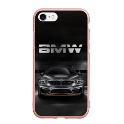 Чехол iPhone 7/8 матовый BMW серебро, цвет: 3D-светло-розовый