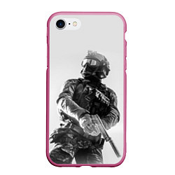 Чехол iPhone 7/8 матовый Battlefield Soldier, цвет: 3D-малиновый