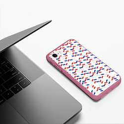 Чехол iPhone 7/8 матовый Россия: триколор-узор, цвет: 3D-малиновый — фото 2