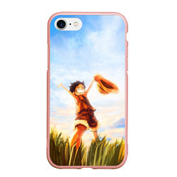 Чехол iPhone 7/8 матовый Ван-Пис, цвет: 3D-светло-розовый