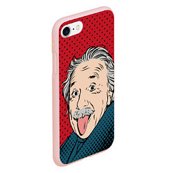 Чехол iPhone 7/8 матовый Альберт Эйнштейн: Поп-арт, цвет: 3D-светло-розовый — фото 2